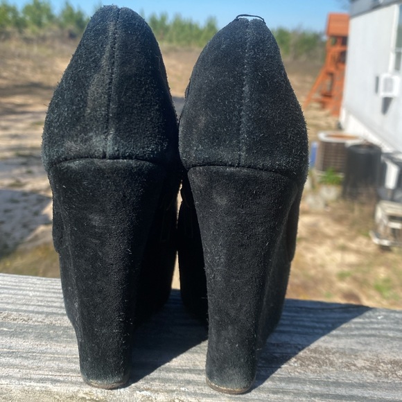 Black Steve Madden Peep Toe Wedges Size 7 - Picture 3 of 5